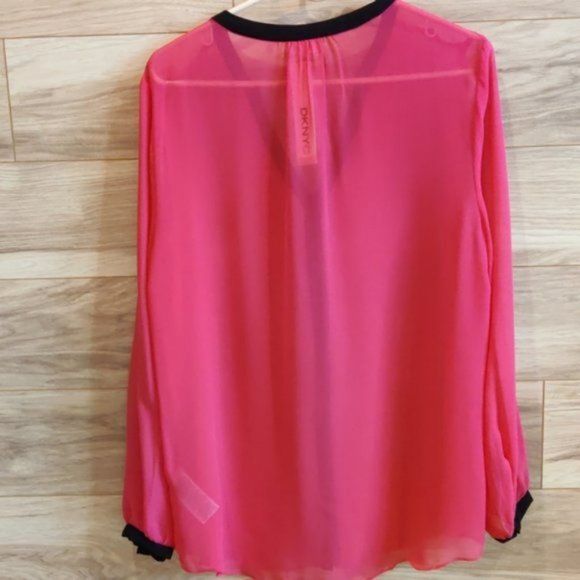 DKNY Sheer Pink Top L - Picture 3 of 3